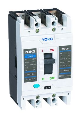 kualitas  AC 440V Moulded Case Circuit Breaker 3P EM63B/EM63N 415V MCCB 4 Pole 63 Amp pabrik