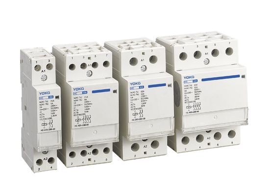kualitas  3 Mini Modular Din Rail Mounted Contactor 2 Pole 25A 63A Household 4 Pole pabrik