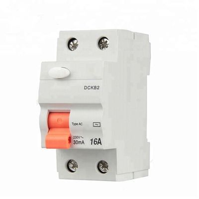 Pemutus Sirkuit Mini Arus Residu Tipe AC DCKB 30ma 16a 2p RCCB 4 Tiang