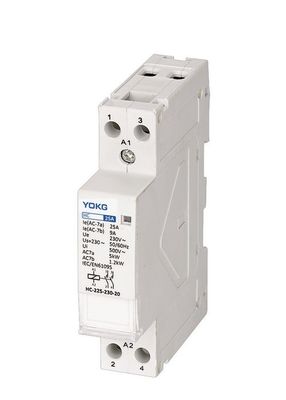 Plastik Perak Tembaga 220V 2 Pole AC Contactor Untuk Sistem Kontrol Pencahayaan