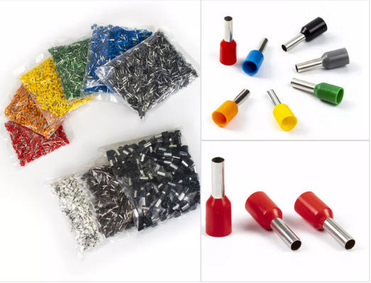 Tembaga Kuningan E1018 Pra Terisolasi Crimping Terminal Ferrule AWG 18 Konektor Kawat